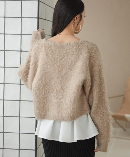 hinari（ヒナリ）の「シャギーショートニットカーディガン（カーディガン/ボレロ・レディース・ブラウン/アイボリー/ベージュ・FREE）」の19枚目の写真