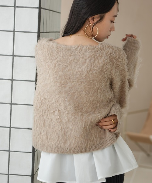 hinari（ヒナリ）の「シャギーショートニットカーディガン（カーディガン/ボレロ・レディース・ブラウン/アイボリー/ベージュ・FREE）」の11枚目の写真