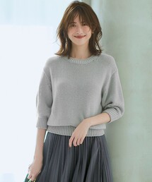 23区 L（ニジュウサンクオオキイサイズ）の「【洗える】ルレックスバルキー5分袖 ラメ ニット（ニット/セーター）」