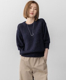23区 L（ニジュウサンクオオキイサイズ）の「【洗える】ルレックスバルキー5分袖 ラメ ニット（ニット/セーター）」