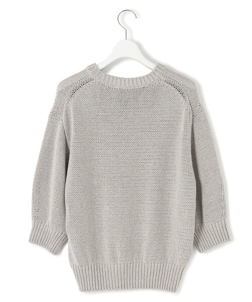 23区 L(ニジュウサンクオオキイサイズ)の「【洗える】ルレックスバルキー5分袖 ラメ ニット(ニット/セーター・レディース・ライトグレー系/ネイビー系・44/46)」の5枚目の写真