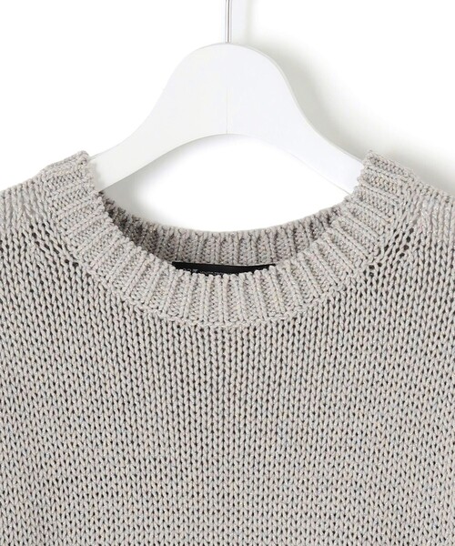 23区 L(ニジュウサンクオオキイサイズ)の「【洗える】ルレックスバルキー5分袖 ラメ ニット(ニット/セーター・レディース・ライトグレー系/ネイビー系・44/46)」の6枚目の写真