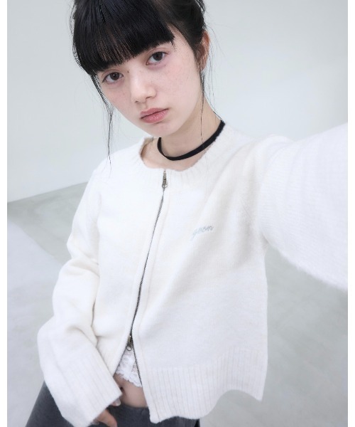 smyeon ダブルジップニット　グレー Double zipper knit/ダブルジップニット（ニット/セーター）｜Smyeon