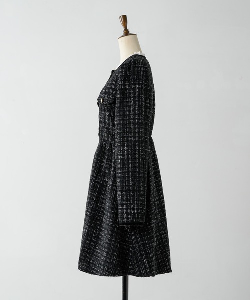 Lallana（ララーナ）の「Lame coco tweed frill dress/ラメココ