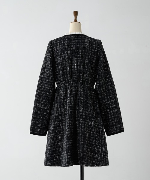 Lallana ラメココツイードフリルワンピース チェック フリーサイズ Lame coco tweed frill dress/ラメココツイードフリルワンピース