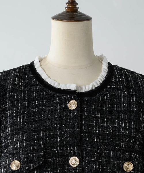 Lallana（ララーナ）の「Lame coco tweed frill dress/ラメココ