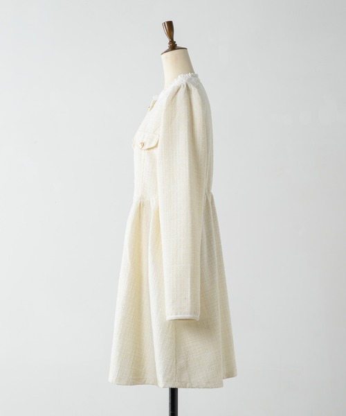 セール】Lame coco tweed frill dress/ラメココツイードフリル