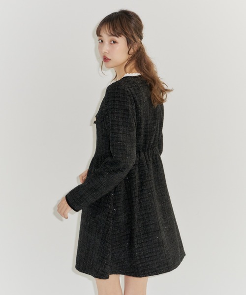Lallana（ララーナ）の「Lame coco tweed frill dress/ラメココ