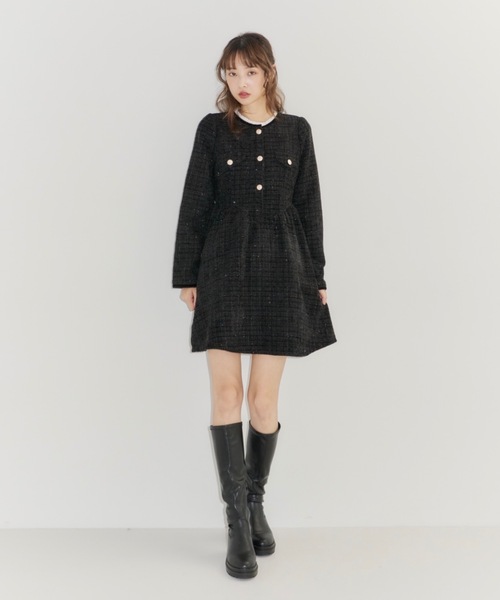 ワンピース maison celon multi way tweed dress celon/multi way tweed dress mix - メルカリ