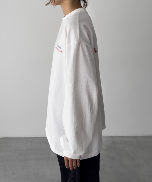 CANAL JEAN(キャナルジーン)の「El mar CHEESE ロングTシャツ(Tシャツ/カットソー・レディース・チャコールグレー/ホワイト・ONE SIZE)」の10枚目の写真