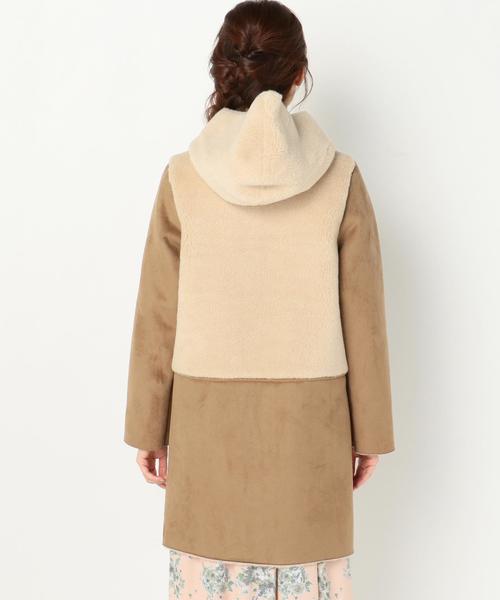 Another Edition（アナザーエディション）の「フェイクムートンコンビコート/AEBC F/MOUTON COMBI CT（ムートンコート・レディース・ベージュ/ブラック・MEDIUM/SMALL）」の3枚目の写真