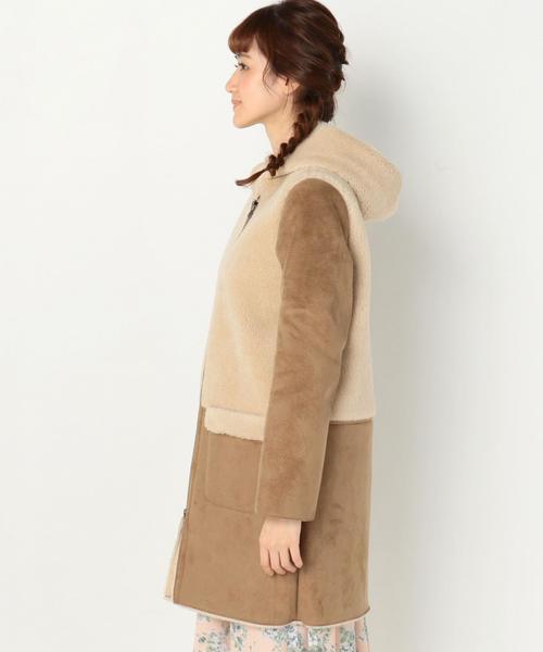 Another Edition（アナザーエディション）の「フェイクムートンコンビコート/AEBC F/MOUTON COMBI CT（ムートンコート・レディース・ベージュ/ブラック・MEDIUM/SMALL）」の5枚目の写真