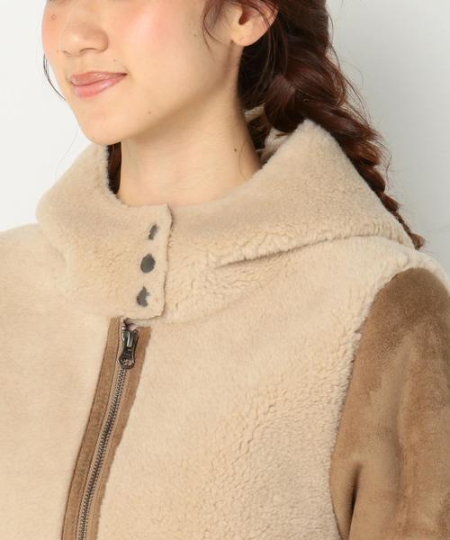 Another Edition（アナザーエディション）の「フェイクムートンコンビコート/AEBC F/MOUTON COMBI CT（ムートンコート・レディース・ベージュ/ブラック・MEDIUM/SMALL）」の7枚目の写真