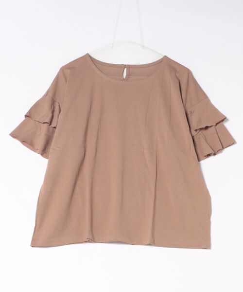 RCD(アールシーディー)の「ダブルフリルスリーブプルオーバー(Tシャツ/カットソー・レディース・ライトブラウン/テラコッタ/ベージュ/ブラック/カーキ・LL~3L/M-L)」の9枚目の写真