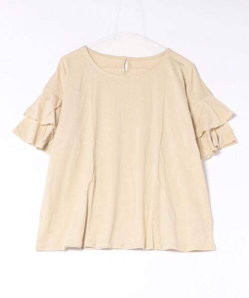 RCD(アールシーディー)の「ダブルフリルスリーブプルオーバー(Tシャツ/カットソー・レディース・ライトブラウン/テラコッタ/ベージュ/ブラック/カーキ・LL~3L/M-L)」の10枚目の写真