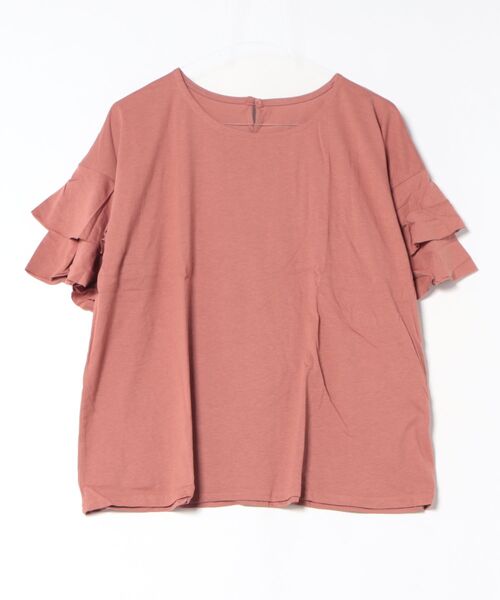 RCD(アールシーディー)の「ダブルフリルスリーブプルオーバー(Tシャツ/カットソー・レディース・ライトブラウン/テラコッタ/ベージュ/ブラック/カーキ・LL~3L/M-L)」の12枚目の写真