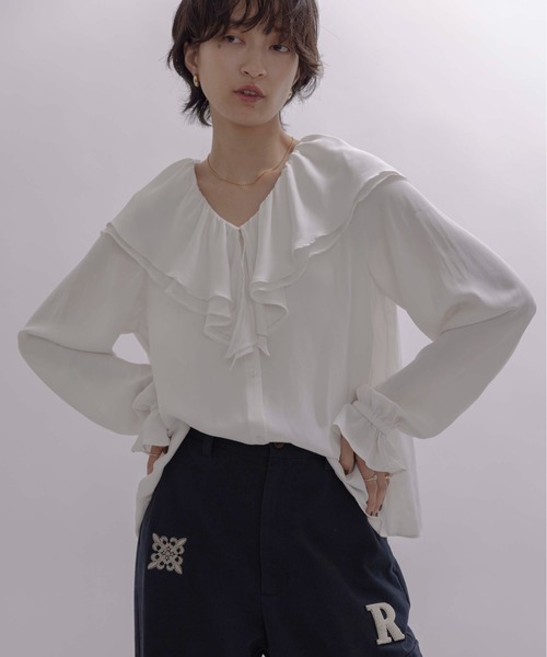 Eimee Law ❀ブラウス❀ 新品 Eimee Law（エイミーロウ） ブラウス シャツ ライトデニム ボウタイ