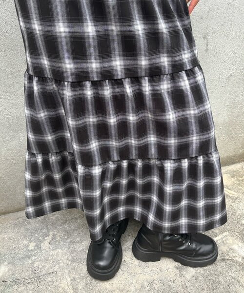 WHO'S WHO gallery（フーズフーギャラリー）の「シャーリングロングスカート（スカート・レディース・ブラック/ブラウン・FREE）」の7枚目の写真