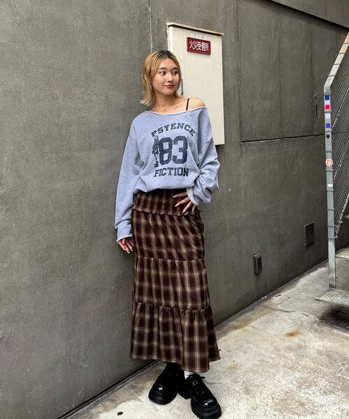 WHO'S WHO gallery（フーズフーギャラリー）の「シャーリングロングスカート（スカート・レディース・ブラック/ブラウン・FREE）」の14枚目の写真