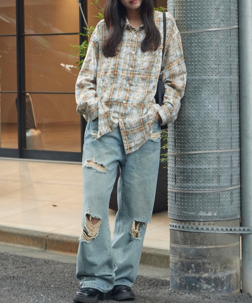 Theater code(シアターコード)の「Regular Collar Floral Tartan Check Shirt / レギュラーカラー 花柄 タータンチェックシャツ(シャツ/ブラウス・メンズ・ベージュ/レッド・M/L)」の16枚目の写真