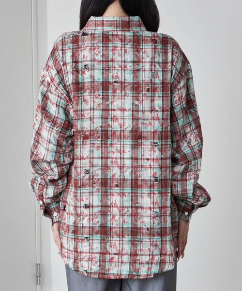 Theater code(シアターコード)の「Regular Collar Floral Tartan Check Shirt / レギュラーカラー 花柄 タータンチェックシャツ(シャツ/ブラウス・メンズ・ベージュ/レッド・M/L)」の13枚目の写真