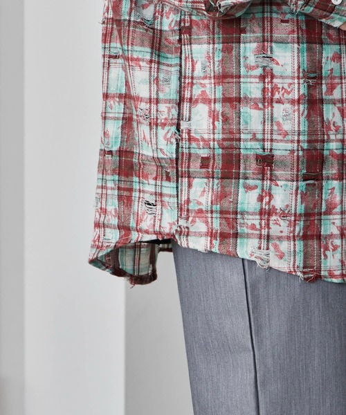 Theater code(シアターコード)の「Regular Collar Floral Tartan Check Shirt / レギュラーカラー 花柄 タータンチェックシャツ(シャツ/ブラウス・メンズ・ベージュ/レッド・M/L)」の11枚目の写真
