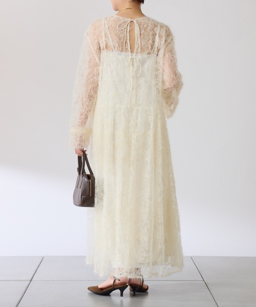 COLLAGE GALLARDAGALANTE（コラージュガリャルダガランテ）の「シアーギャザーワンピース（ワンピース・レディース・アイボリー/ブラック・FREE）」の9枚目の写真