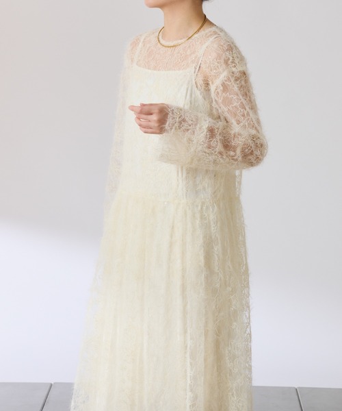 COLLAGE GALLARDAGALANTE（コラージュガリャルダガランテ）の「シアーギャザーワンピース（ワンピース・レディース・アイボリー/ブラック・FREE）」の5枚目の写真