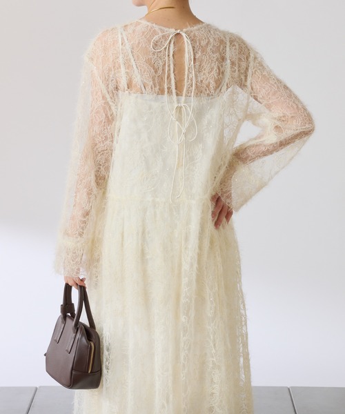 COLLAGE GALLARDAGALANTE（コラージュガリャルダガランテ）の「シアーギャザーワンピース（ワンピース・レディース・アイボリー/ブラック・FREE）」の6枚目の写真