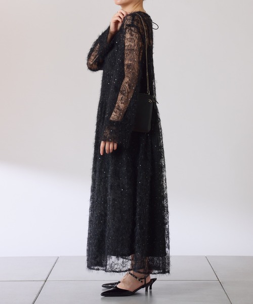 COLLAGE GALLARDAGALANTE（コラージュガリャルダガランテ）の「シアーギャザーワンピース（ワンピース・レディース・アイボリー/ブラック・FREE）」の18枚目の写真