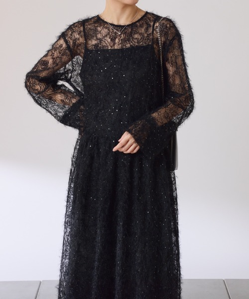 COLLAGE GALLARDAGALANTE（コラージュガリャルダガランテ）の「シアーギャザーワンピース（ワンピース・レディース・アイボリー/ブラック・FREE）」の12枚目の写真