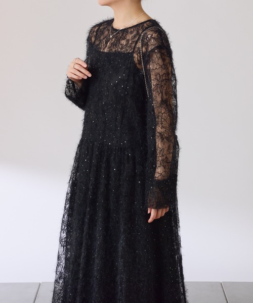 COLLAGE GALLARDAGALANTE（コラージュガリャルダガランテ）の「シアーギャザーワンピース（ワンピース・レディース・アイボリー/ブラック・FREE）」の13枚目の写真