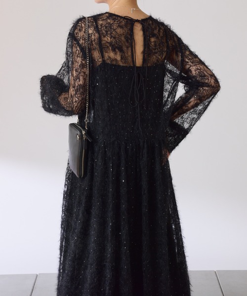 COLLAGE GALLARDAGALANTE（コラージュガリャルダガランテ）の「シアーギャザーワンピース（ワンピース・レディース・アイボリー/ブラック・FREE）」の14枚目の写真