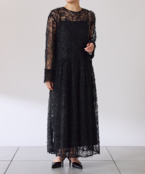 COLLAGE GALLARDAGALANTE（コラージュガリャルダガランテ）の「シアーギャザーワンピース（ワンピース・レディース・アイボリー/ブラック・FREE）」の17枚目の写真