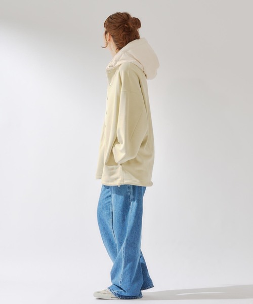 B.C STOCK（ベーセーストック）の「【Deux Allures/ドゥ アリュール】ナカワタフードトレーナー（パーカー・メンズ・ベージュ/ネイビー・MEDIUM/LARGE）」の4枚目の写真