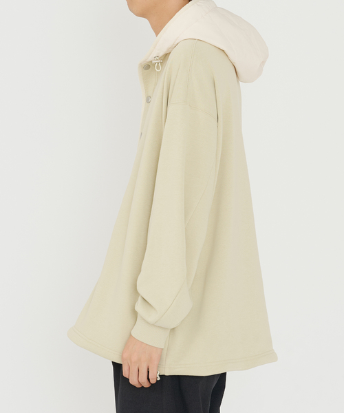 B.C STOCK（ベーセーストック）の「【Deux Allures/ドゥ アリュール】ナカワタフードトレーナー（パーカー・メンズ・ベージュ/ネイビー・MEDIUM/LARGE）」の10枚目の写真