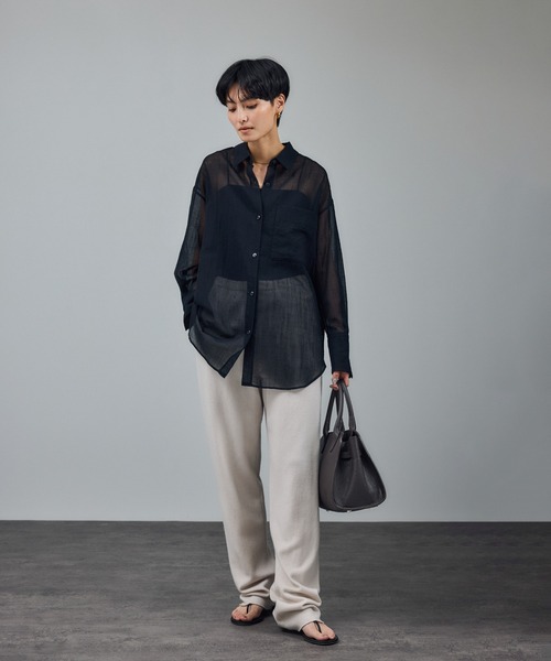 セール】シアーウールボイルシャツ（シャツ/ブラウス）｜SALON adam et