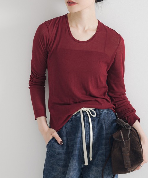 URBAN RESEARCH（アーバンリサーチ）の「強撚シアーカットソー（Tシャツ/カットソー・レディース・ブラウン/ブラック/ホワイト/レッド系その他・FREE）」の4枚目の写真