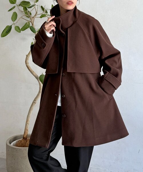 セール】ケープ付き軽量メルトンミドルコート（その他アウター）｜CPCM