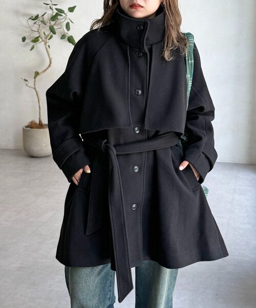 ケープ付き軽量メルトンミドルコート（その他アウター）｜CPCM