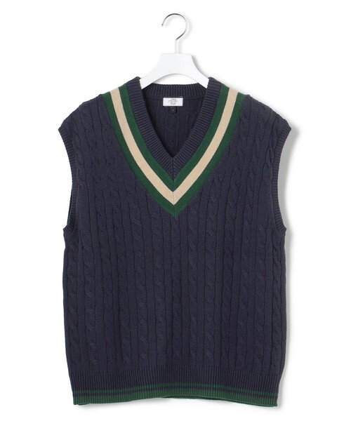 J.PRESS YORK STREET(ジェイプレスヨークストリート)の「【UNISEX】チルデン ニットベスト(ニット/セーター・メンズ・ライトグレー系/ネイビー系/ベージュ系・LARGE/MEDIUM/SMALL)」の3枚目の写真