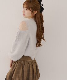 肌見せパールフェザーニット