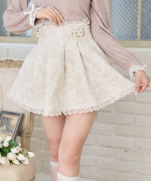 ROJITA（ロジータ）の「花柄ジャガードミニスカパン（スカート・レディース・マルチ/ベージュ/ブラック・FREE）」の2枚目の写真