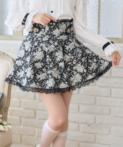 ROJITA（ロジータ）の「花柄ジャガードミニスカパン（スカート・レディース・マルチ/ベージュ/ブラック・FREE）」の3枚目の写真