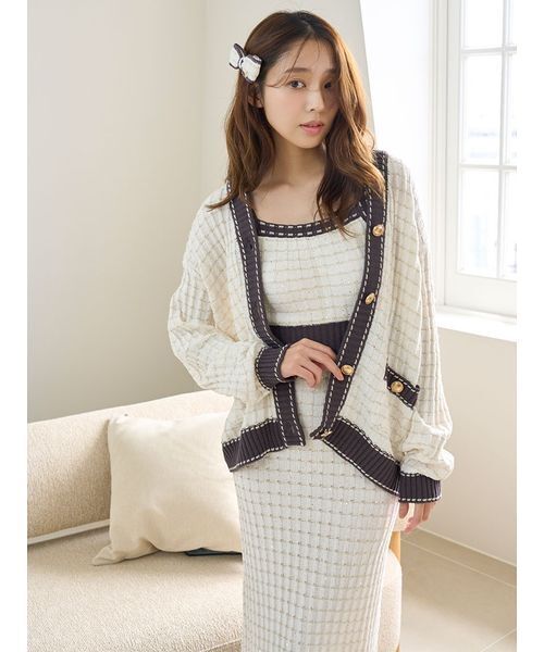 セール】ラメニットツイードカーディガン（ルームウェア/パジャマ