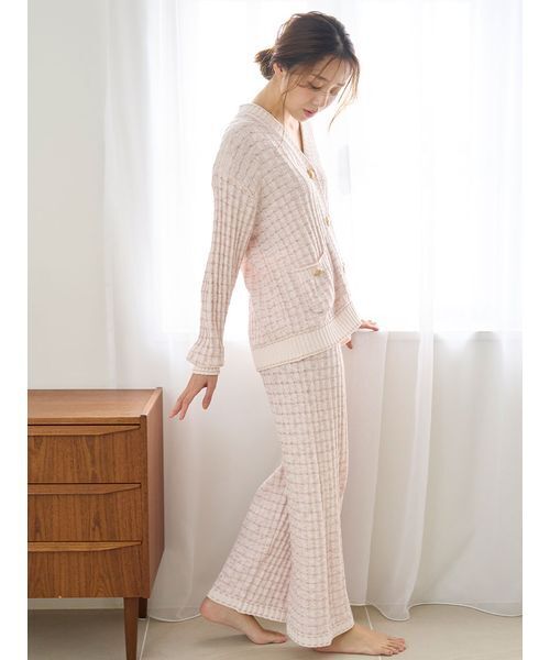 新品未使用　タグ付き　SNIDEL パジャマ セットアップ　スナイデルホーム ラメニットツイードカーディガン（ルームウェア/パジャマ）｜SNIDEL