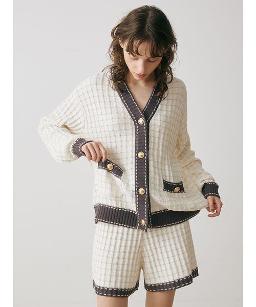 SNIDELラメニットツイードカーディガン ラメニットツイードカーディガン（ルームウェア/パジャマ）｜SNIDEL