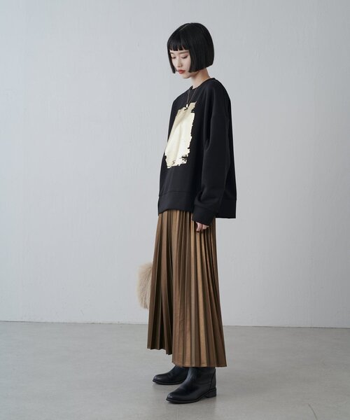 Lui's（ルイス）の「箔プリントダンボールプルオーバー（スウェット・レディース・ブラック/チャコールグレー/ライトベージュ・FREE）」の10枚目の写真