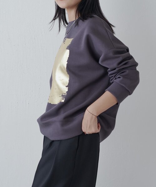 Lui's（ルイス）の「箔プリントダンボールプルオーバー（スウェット・レディース・ブラック/チャコールグレー/ライトベージュ・FREE）」の14枚目の写真