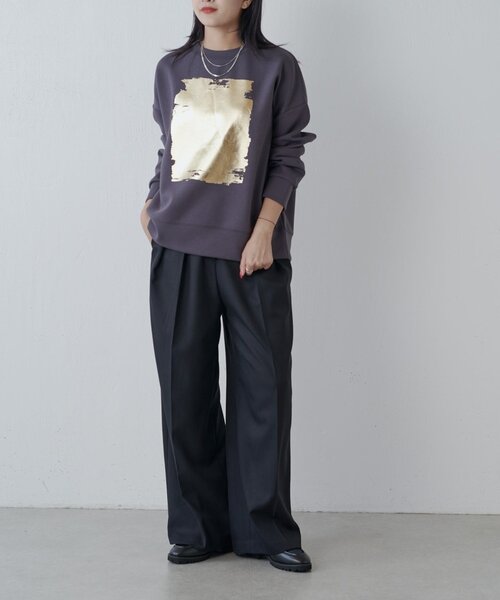 Lui's（ルイス）の「箔プリントダンボールプルオーバー（スウェット・レディース・ブラック/チャコールグレー/ライトベージュ・FREE）」の17枚目の写真